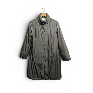 Y2K Gap Down Puffer Jacket Womens Small Black Neutral Mid Length Coat